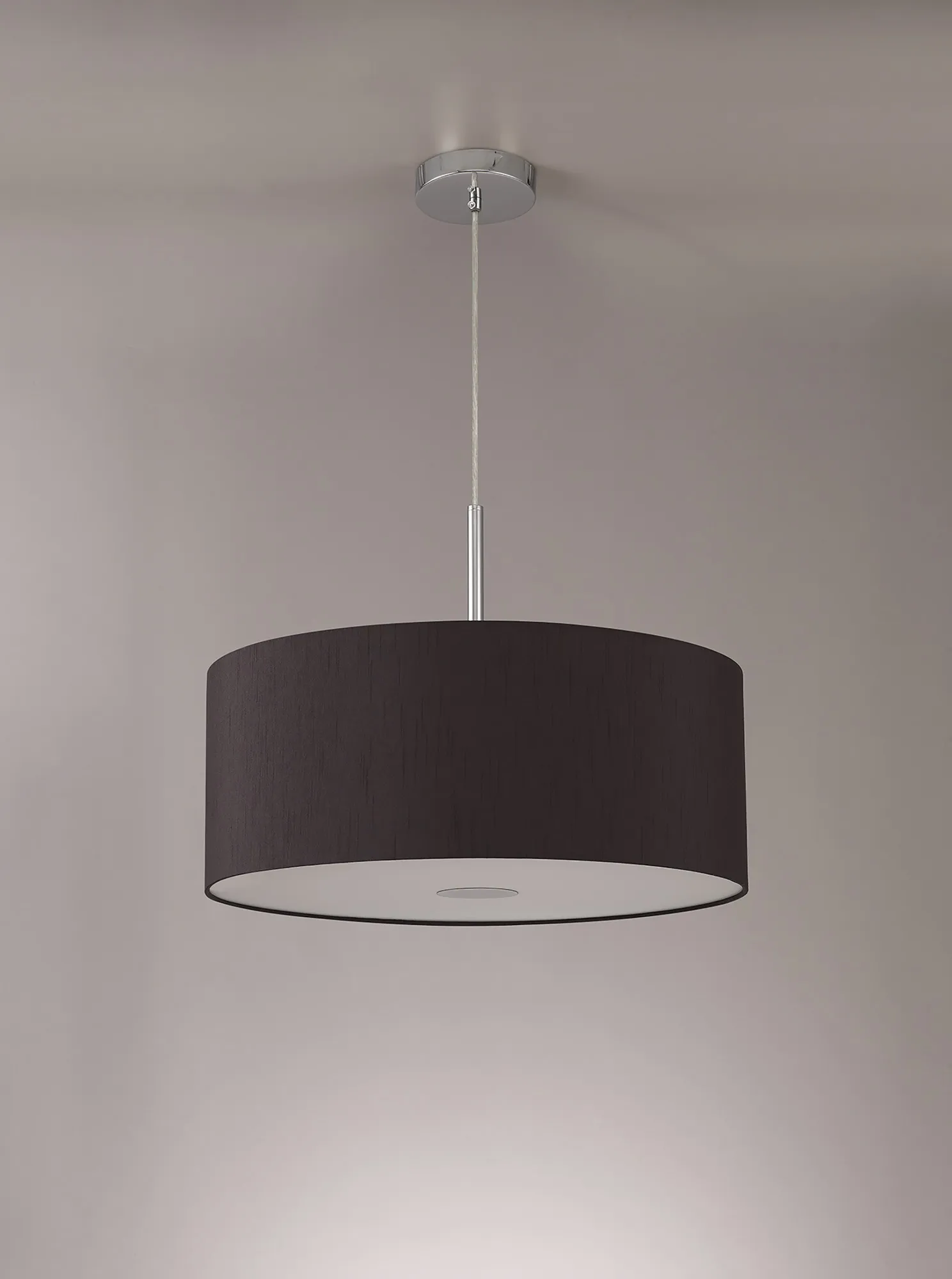 Baymont 50cm Pendant 1 Light Polished Chrome, Black, Frosted Diffuser DK0149  Deco Baymont CH BL